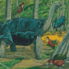 Aldabra Tortoise And Birds Diamond Painting