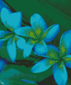 Blooming Blue And Green Flowers Diamond Painting