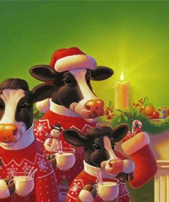 Christmas Cow Family Diamond Painting