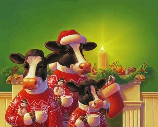 Christmas Cow Family Diamond Painting