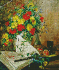Flowers Vase With Clarinet Diamond Painting