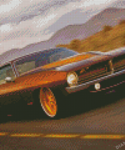 Golden 1970 Plymouth Barracuda Car Diamond Painting