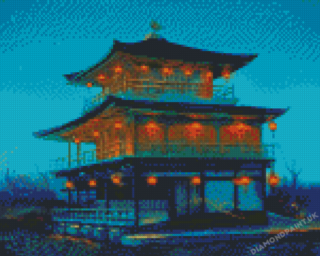 Golden Palace Japan At Night Art Diamond Painting