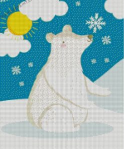 Illustration Polar Bear In The Snow Diamond Painting