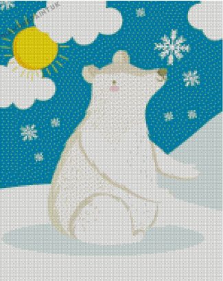 Illustration Polar Bear In The Snow Diamond Painting