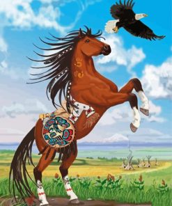 Indian Horse With Eagle Diamond Painting
