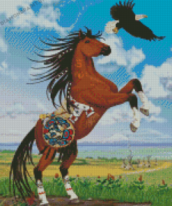 Indian Horse With Eagle Diamond Painting