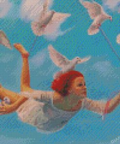 Lady Flying With Birds Diamond Painting