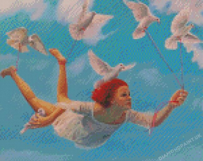 Lady Flying With Birds Diamond Painting