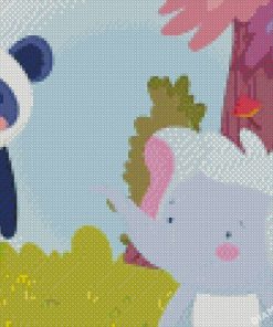 Little Cute Elephant And Panda Diamond Painting