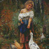 Little Girl With Ducks Diamond Painting