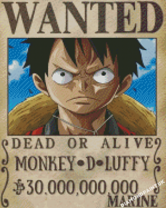 Monkey D Luffy One Piece Wanted - 5D Diamond Paintings - Diamond Paint UK