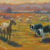 Sheep And Dog In Farm Diamond Painting