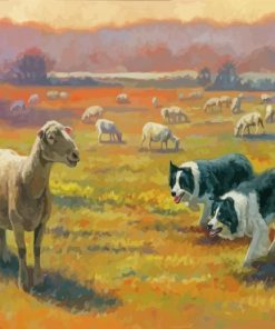 Sheep And Dog In Farm Diamond Painting