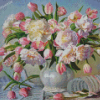 Still Life Peony Tulip Vase Diamond Painting