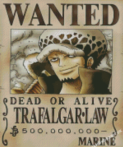 Trafalgar Law One Piece Wanted Diamond Painting