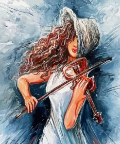 Aesthetic Girl Playing Violin Diamond Painting