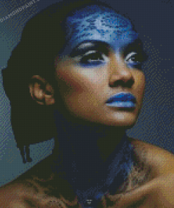 African Lady With Blue Lips Diamond Painting