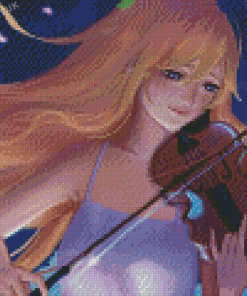Anime Sad Girl Playing Violin Diamond Painting