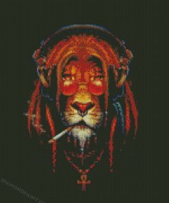 Cool Lion With Glasses Diamond Painting
