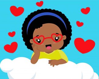 Cute Black Girl With Heart Glasses Diamond Painting