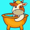 Cute Cow Taking A Bath In The Bathtub Diamond Painting