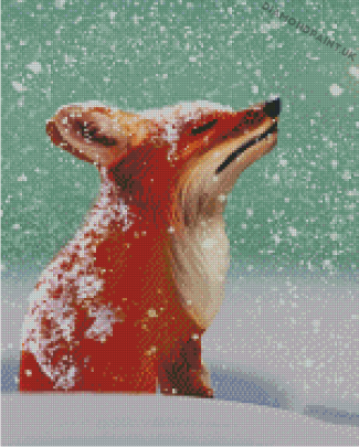 Cute Fox In Snow Art Diamond Painting