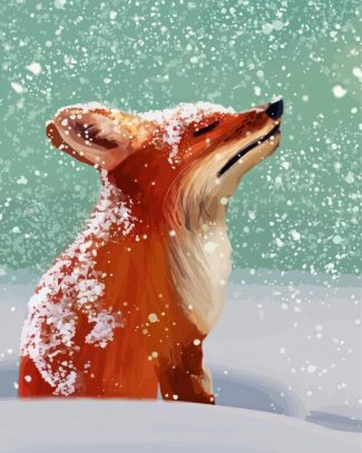 Cute Fox In Snow Art Diamond Painting