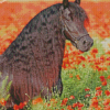 Friesian In Flowers Diamond Painting