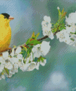 Goldfinch On Cherry Blossom Diamond Painting