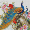 Peacock Couple And Flowers Diamond Painting