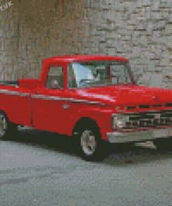Red Vintage Ford Pickup Diamond Painting