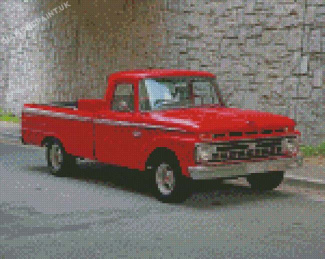 Red Vintage Ford Pickup Diamond Painting