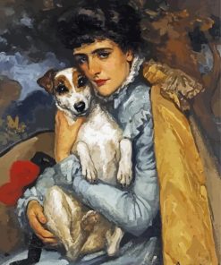Retro Lady And Dog Diamond Painting
