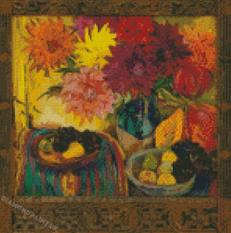 Still Life With Fuits And Dahlias By Irma Stern Diamond Painting