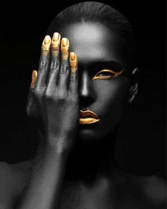 Aesthetic Black And Golden Woman Diamond Painting