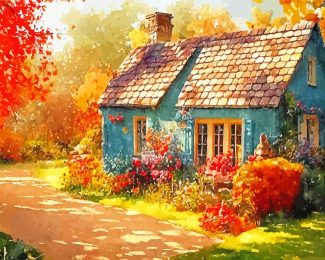 Autumn Garden House Diamond Painting