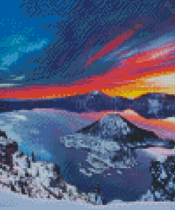 Beautiful Sunset In Crater Lake Diamond Painting
