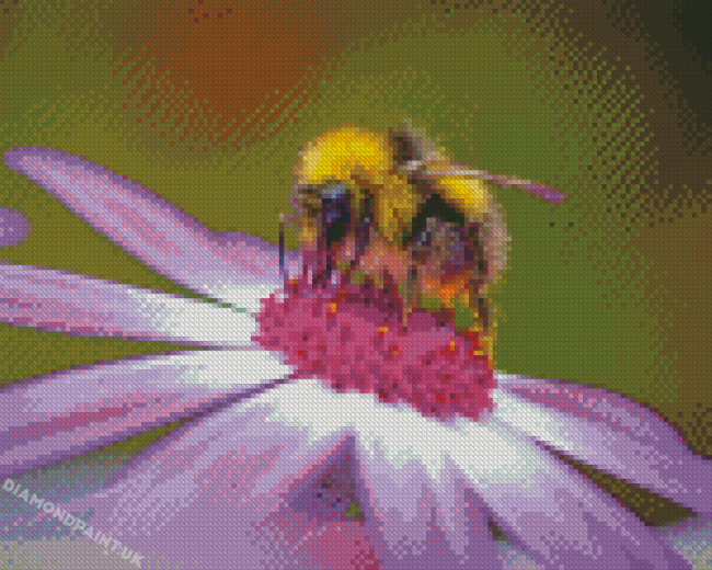 Bee On Purple Flower Diamond Painting