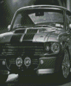 Black And White Grey Shelby Mustang Diamond Painting