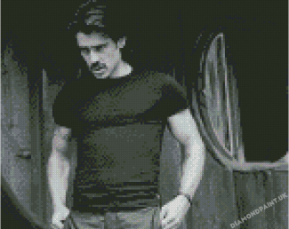 Black And White Actor Colin Farrell Diamond Painting