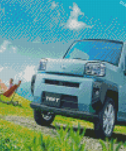 Blue Daihatsu Car Diamond Painting