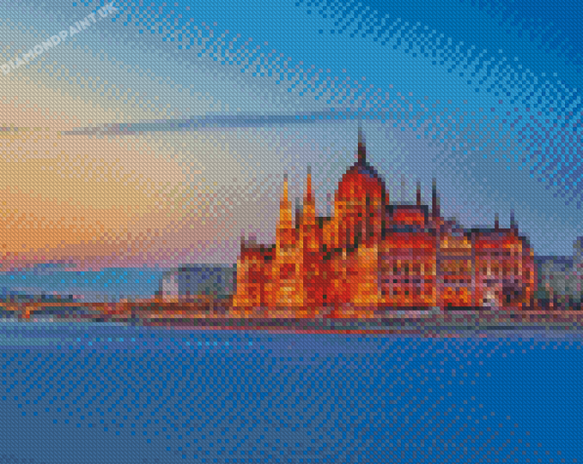 Budapest Parliament Sunset Diamond Painting