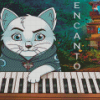 Cat And Piano Animation Diamond Painting