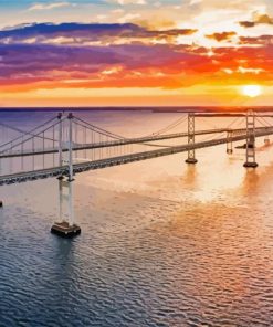 Chesapeake Bridge Sunset Diamond painting