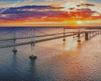 Chesapeake Bridge Sunset Diamond painting
