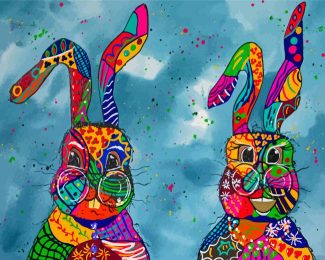 Colourful Hares Diamond Painting