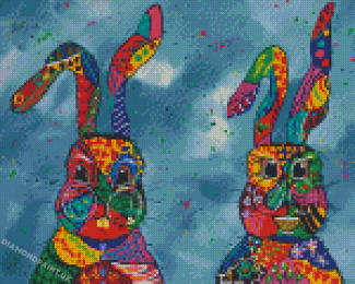 Colourful Hares Diamond Painting
