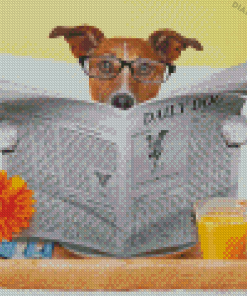 Dog With Newspaper Diamond Painting