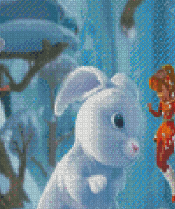 Fairy With White Bunny Animal Diamond Painting